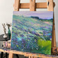 Oriģināla eļļas glezna no sērijas Četri gadalaiki lietainā vasara pielijusi pļava 30×30 cm