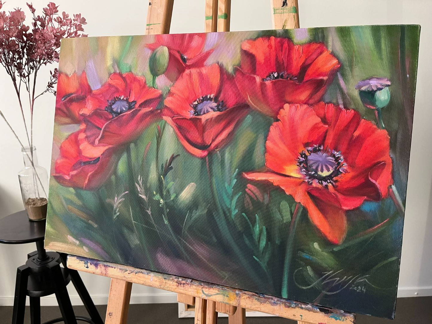Ilvijas Žeigures eļļas glezna Magoņu pļava’ 60×40 cm