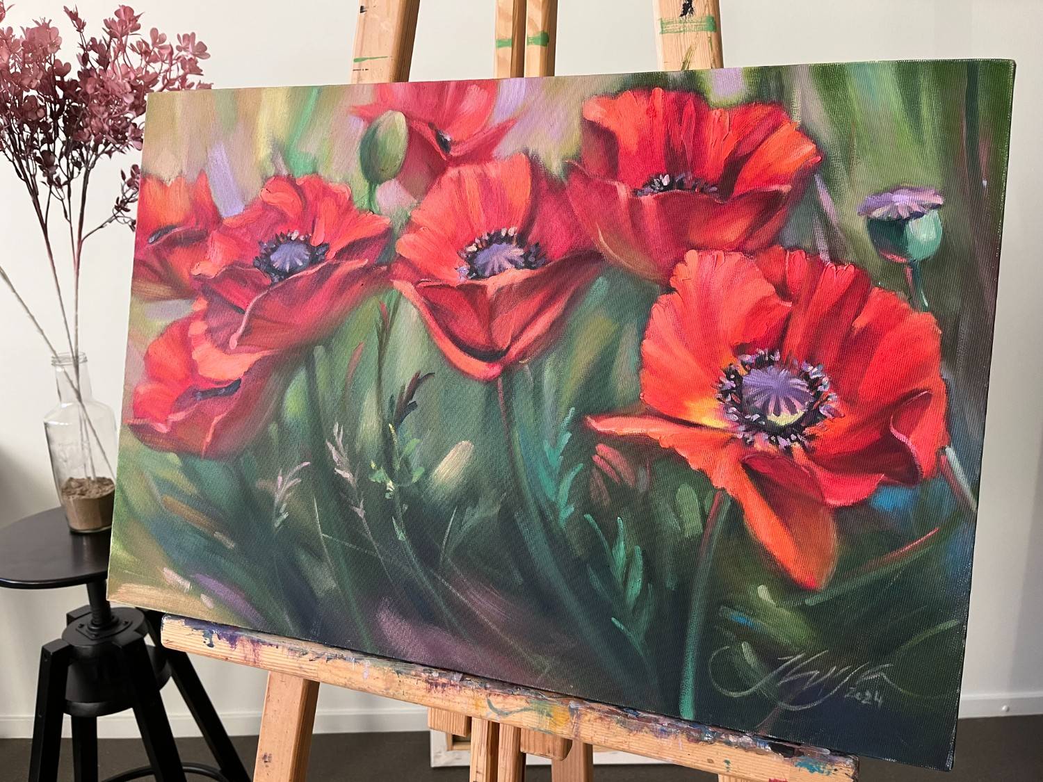 Ilvijas Žeigures eļļas glezna Magoņu pļava’ 60×40 cm