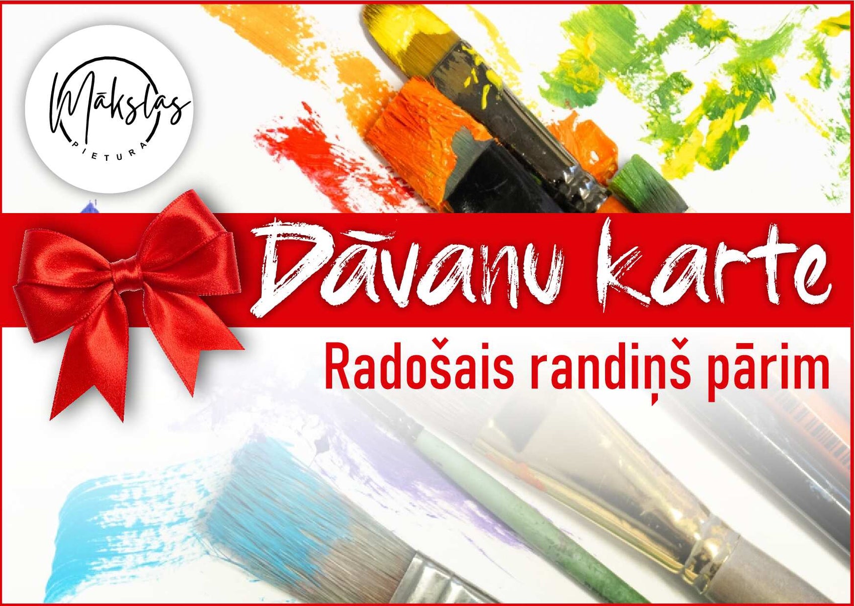 Informācijas plakāts kas ved uz dāvanu kartes iegādi radošajam randiņam