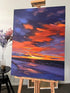 Ilvijas Žeigures eļļas glezna Saulriets pie jūras ziemas laikā 60 x 80 cm 